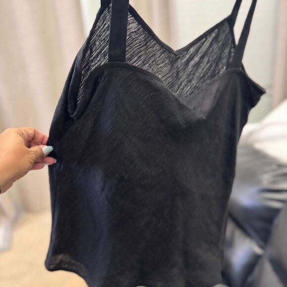 Eileen Fisher Black Linen Cotton Cami Tank Top XL – Minimalist Italian Fabric - Picture 4 of 8